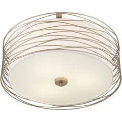 Possini Euro Design Modern Ceiling Light Flush Mount Fixture Antique Silver Leaf 18" Wide Wavy Spun White Drum For Bedroom Kitchen 13 Possini Euro Design Modern Ceiling Light Flush Mount Fixture Antique Silver Leaf 18" Wide Wavy Spun White Drum For Bedroom Kitchen -Selected Home Furnishings Store GUEST 6e794785 090f 4408 857a 540b895c84a4