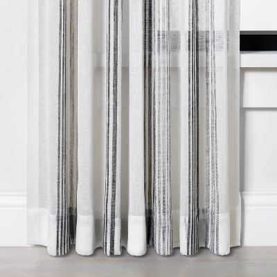 Vertical Stripe Curtain Sheer Gray/Cream - Hearth & Hand™ With Magnolia 4 Vertical Stripe Curtain Sheer Gray/Cream - Hearth & Hand™ With Magnolia - Image 2