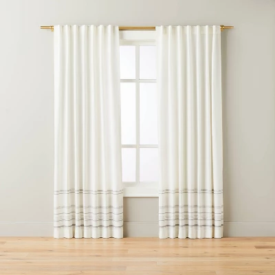 Engineered Hem Stripes Curtain Panel Cream/Gray - Hearth & Hand™ With Magnolia 4 Engineered Hem Stripes Curtain Panel Cream/Gray - Hearth & Hand™ With Magnolia - Image 3