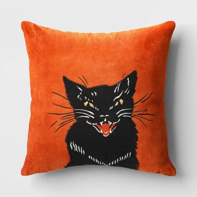 Fierce Cat Applique Cotton Velvet Square Halloween Throw Pillow - Threshold™ 7 Fierce Cat Applique Cotton Velvet Square Halloween Throw Pillow - Threshold™ - Image 5
