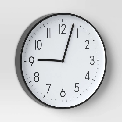 19" Plastic Wall Clock Matte Black - Threshold™ 4 19" Plastic Wall Clock Matte Black - Threshold™ - Image 2