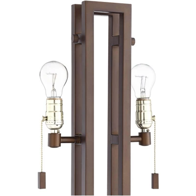 Possini Euro Design Gossard Modern Industrial Table Lamp 30" Tall Bronze With USB Charging Port White Rectangular Shade For Bedroom Living Room Office 5 Possini Euro Design Gossard Modern Industrial Table Lamp 30" Tall Bronze With USB Charging Port White Rectangular Shade For Bedroom Living Room Office - Image 3