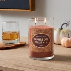 New Arrival 3 21.5oz Lidded Glass Jar 2-Wick Bourbon Pumpkin Candle - Opalhouse™