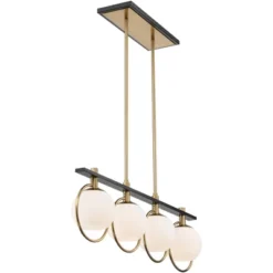 Possini Euro Design Carlyn Brass Black Linear Island Pendant Chandelier 33" Wide Modern White Glass Shade 4-Light LED Fixture For Dining Room Kitchen -Selected Home Furnishings Store GUEST 7b723cfb 4a18 401d 8111 b6d8a9faf61f