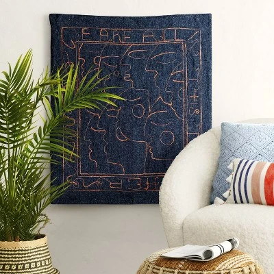 30" X 36" We Are All In This Together Cotton Embroidered Woven Polyester/Cotton Slub Wall Art Blue - Opalhouse™ 3 30" X 36" We Are All In This Together Cotton Embroidered Woven Polyester/Cotton Slub Wall Art Blue - Opalhouse™