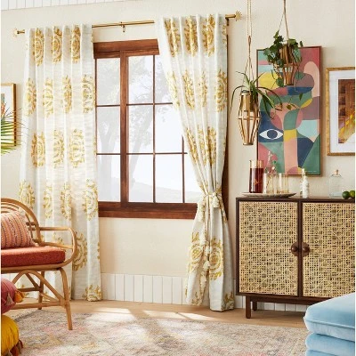 1pc 50"x84" Light Filtering Jacquard Curtain Panel Gold - Opalhouse™ Designed With Jungalow™ 3 1pc 50"x84" Light Filtering Jacquard Curtain Panel Gold - Opalhouse™ Designed With Jungalow™