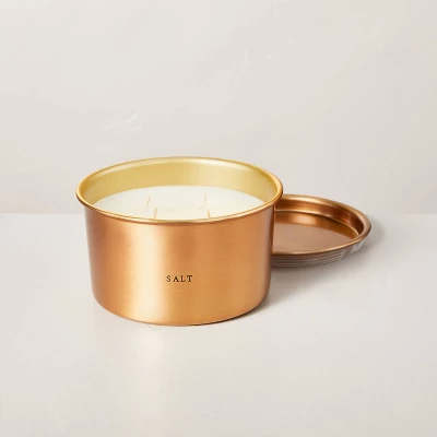 Lidded Metal Salt 4-Wick Jar Candle Brass Finish 20oz - Hearth & Hand™ With Magnolia 4 Lidded Metal Salt 4-Wick Jar Candle Brass Finish 20oz - Hearth & Hand™ With Magnolia - Image 2