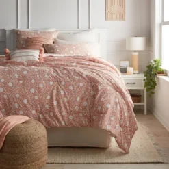 12pc Floral Boho Comforter & Sheets Set Terracotta Pink - Threshold™