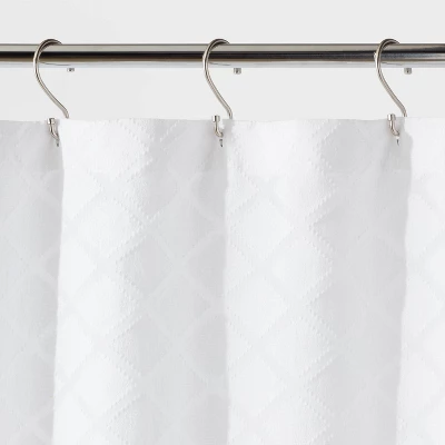 Dyed Clipped Diamond Shower Curtain White - Threshold™ 4 Dyed Clipped Diamond Shower Curtain White - Threshold™ - Image 2