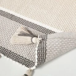 24"x60" Color Block Stripe Tassels Bath Rug Neutral Taupe - Hearth & Hand™ With Magnolia 7 24"x60" Color Block Stripe Tassels Bath Rug Neutral Taupe - Hearth & Hand™ With Magnolia -Selected Home Furnishings Store GUEST 910979a7 4645 484a b851 9e3664ee4695