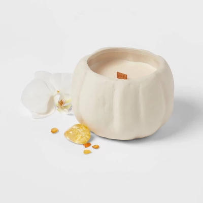 12oz Brushed Abstract Pumpkin Ceramic With Woodwick And Dustcover Pumpkin Woods Candle - Threshold™ 4 12oz Brushed Abstract Pumpkin Ceramic With Woodwick And Dustcover Pumpkin Woods Candle - Threshold™ - Image 2