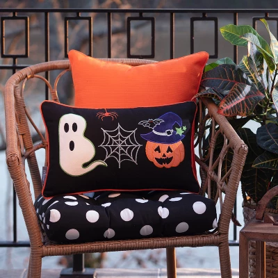 12"x19" Indoor Halloween Boo Friends Black Rectangular Throw Pillow Cover - Pillow Perfect 5 12"x19" Indoor Halloween Boo Friends Black Rectangular Throw Pillow Cover - Pillow Perfect - Image 3
