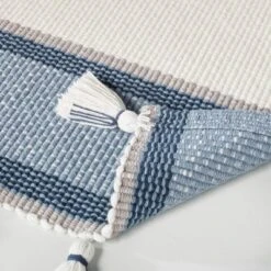 20" X 32" Color Block Stripe Tassels Bath Rug Faded Blue/White - Hearth & Hand™ With Magnolia 7 20" X 32" Color Block Stripe Tassels Bath Rug Faded Blue/White - Hearth & Hand™ With Magnolia -Selected Home Furnishings Store GUEST 965eb334 1e31 467e 9a9f 35ffecd97d72