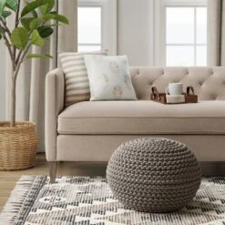 Cloverly Chunky Knit Pouf - Threshold