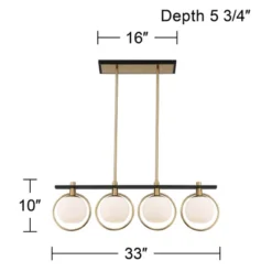 Possini Euro Design Carlyn Brass Black Linear Island Pendant Chandelier 33" Wide Modern White Glass Shade 4-Light LED Fixture For Dining Room Kitchen -Selected Home Furnishings Store GUEST 9db9d07e 0dff 4ca8 821a 97332964a524