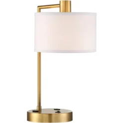360 Lighting Colby Modern Desk Lamp 21" High Antique Gold With USB And AC Power Outlet In Base White Linen Drum Shade For Bedroom Living Room Desk 16 360 Lighting Colby Modern Desk Lamp 21" High Antique Gold With USB And AC Power Outlet In Base White Linen Drum Shade For Bedroom Living Room Desk -Selected Home Furnishings Store GUEST 9de87300 9eb7 4eb6 b76a d177674adf50