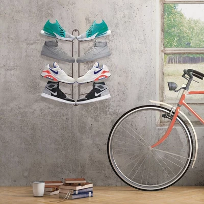 MDesign Metal Shoe Display & Storage Rack, 4 Tier, Wall Mount 3 MDesign Metal Shoe Display & Storage Rack, 4 Tier, Wall Mount