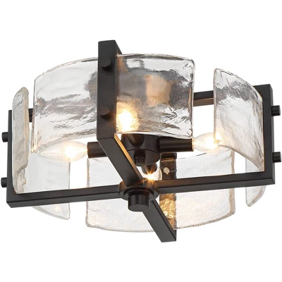 Possini Euro Design Adri Modern Ceiling Light Flush Mount Fixture Black 16 1/2" Wide Black 4-Light Textured Glass For Bedroom Kitchen Living Room Home 6 Possini Euro Design Adri Modern Ceiling Light Flush Mount Fixture Black 16 1/2" Wide Black 4-Light Textured Glass For Bedroom Kitchen Living Room Home - Image 4