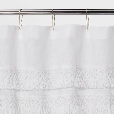 Macramé Fringe Shower Curtain Cream - Threshold™ 4 Macramé Fringe Shower Curtain Cream - Threshold™ - Image 2
