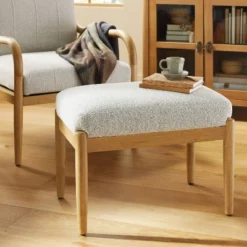 Boucle Upholstered Wood Ottoman - Hearth & Hand™ With Magnolia