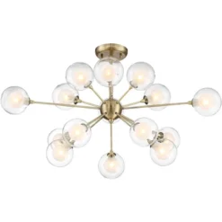 Possini Euro Design Modern Ceiling Light Semi Flush Mount Fixture Sputnik Brass 30 1/2" Wide 15-Light Double Glass Ball Hallway 12 Possini Euro Design Modern Ceiling Light Semi Flush Mount Fixture Sputnik Brass 30 1/2" Wide 15-Light Double Glass Ball Hallway -Selected Home Furnishings Store GUEST a3344d35 d1d8 4a60 8f88 777e9a7f591d