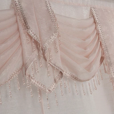 Kate Aurora Ultra Glam Beaded Sparkly Sheer Window In A Bag Curtain Set 3 Kate Aurora Ultra Glam Beaded Sparkly Sheer Window In A Bag Curtain Set