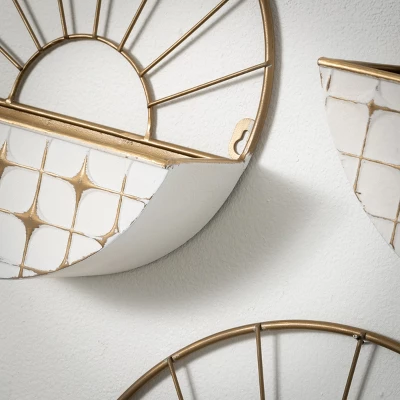 Sullivans Gold Starburst Wall Pocket Set Of 3, 14.75"H, 12.75"H & 10.75"H Gold 3 Sullivans Gold Starburst Wall Pocket Set Of 3, 14.75"H, 12.75"H & 10.75"H Gold