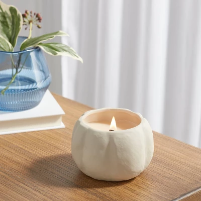 12oz Brushed Abstract Pumpkin Ceramic With Woodwick And Dustcover Warm Cider + Cinnamon Candle - Threshold™ 3 12oz Brushed Abstract Pumpkin Ceramic With Woodwick And Dustcover Warm Cider + Cinnamon Candle - Threshold™