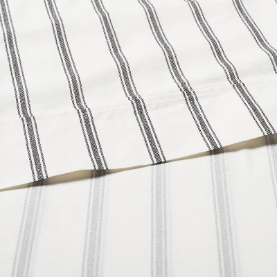 Cotton Percale Tick Stripe Sheet Set - Hearth & Hand™ With Magnolia 3 Cotton Percale Tick Stripe Sheet Set - Hearth & Hand™ With Magnolia