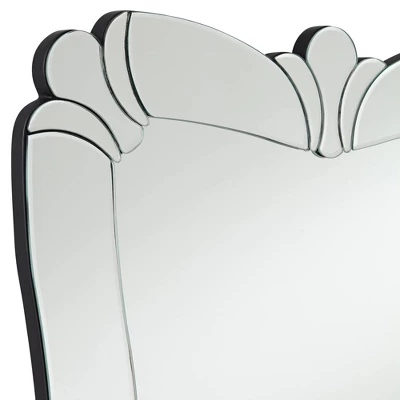 Possini Euro Design Fabrina Rectangular Vanity Decorative Wall Mirror Modern Beveled Edge Flower Glass Mirrored Frame 26" Wide For Bathroom Bedroom 4 Possini Euro Design Fabrina Rectangular Vanity Decorative Wall Mirror Modern Beveled Edge Flower Glass Mirrored Frame 26" Wide For Bathroom Bedroom - Image 2