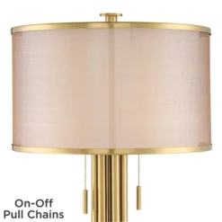 Possini Euro Design Granview Modern Table Lamp 32 1/2" Tall Brass Column Taupe Organza Outer Off White Linen Inner Drum Shade For Bedroom Living Room -Selected Home Furnishings Store GUEST ab5a4ef5 5251 4563 a797 c96730966c4d