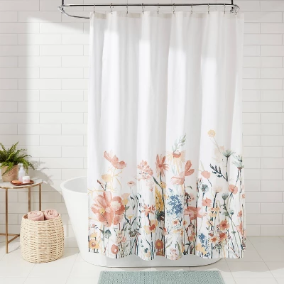 Watercolor Engineered Floral Shower Curtain - Threshold™ 3 Watercolor Engineered Floral Shower Curtain - Threshold™