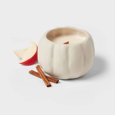 12oz Brushed Abstract Pumpkin Ceramic With Woodwick And Dustcover Honeycrisp Apple Cider Candle - Threshold™ 4 12oz Brushed Abstract Pumpkin Ceramic With Woodwick And Dustcover Honeycrisp Apple Cider Candle - Threshold™ - Image 2