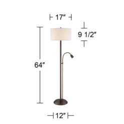 Possini Euro Design Traverse Modern Floor Lamp With LED Gooseneck Reading Light 64" Tall Oil Rubbed Bronze Oatmeal Drum Shade For Living Room Bedroom -Selected Home Furnishings Store GUEST b15d961d b890 4b70 9d9f 7c5054233a5f