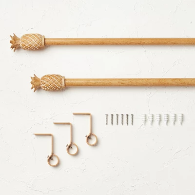 Pineapple Faux Wood Curtain Rod Natural Wood - Opalhouse™ Designed With Jungalow™ 5 Pineapple Faux Wood Curtain Rod Natural Wood - Opalhouse™ Designed With Jungalow™ - Image 3