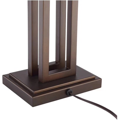 Possini Euro Design Gossard Modern Industrial Table Lamp 30" Tall Bronze With USB Charging Port White Rectangular Shade For Bedroom Living Room Office 6 Possini Euro Design Gossard Modern Industrial Table Lamp 30" Tall Bronze With USB Charging Port White Rectangular Shade For Bedroom Living Room Office - Image 4