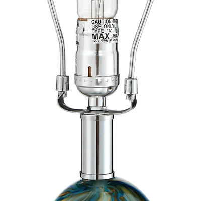 Possini Euro Design Pablo 27" Tall Modern Table Lamp Table Top Dimmer Blue Art Glass Single Living Room Bedroom Bedside Nightstand House White Shade 6 Possini Euro Design Pablo 27" Tall Modern Table Lamp Table Top Dimmer Blue Art Glass Single Living Room Bedroom Bedside Nightstand House White Shade - Image 4