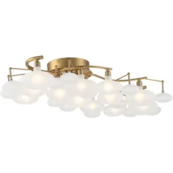 Possini Euro Design Lilypad Modern Ceiling Light Semi Flush Mount Fixture 30 1/4" Wide Warm Brass 12-Light Frosted Glass Shade For Bedroom Living Room 14 Possini Euro Design Lilypad Modern Ceiling Light Semi Flush Mount Fixture 30 1/4" Wide Warm Brass 12-Light Frosted Glass Shade For Bedroom Living Room -Selected Home Furnishings Store GUEST bc64b39a 2843 4a68 b9d6 625259c5adb7