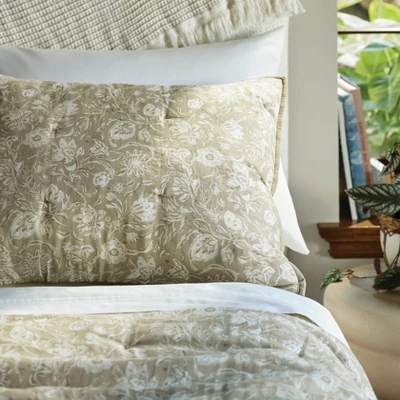 Standard Floral Print Trad Cotton Voile Lofty Quilt Sham Green - Threshold™ 6 Standard Floral Print Trad Cotton Voile Lofty Quilt Sham Green - Threshold™ - Image 4