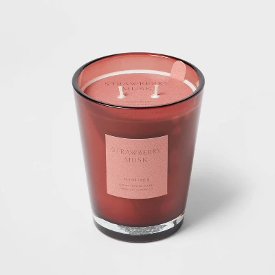 Colored Vase Glass With Dustcover Strawberry Musk Candle Red - Threshold™ 9 Colored Vase Glass With Dustcover Strawberry Musk Candle Red - Threshold™ - Image 7