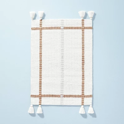 Bold Cross Stripes Tassel Rug Cream/Tan - Hearth & Hand™ With Magnolia 7 Bold Cross Stripes Tassel Rug Cream/Tan - Hearth & Hand™ With Magnolia - Image 5