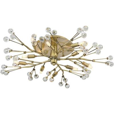 Possini Euro Design Ceiling Light Semi Flush Mount Fixture LED Brass 27 1/2" Wide 10-Light Crystal Berry For Living Room 8 Possini Euro Design Ceiling Light Semi Flush Mount Fixture LED Brass 27 1/2" Wide 10-Light Crystal Berry For Living Room - Image 6