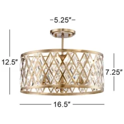 Possini Euro Design Tanz Modern Ceiling Light Semi Flush Mount Fixture 16 1/2" Wide Satin Brass 3-Light Clear Glass Crystal For Bedroom Kitchen House 9 Possini Euro Design Tanz Modern Ceiling Light Semi Flush Mount Fixture 16 1/2" Wide Satin Brass 3-Light Clear Glass Crystal For Bedroom Kitchen House -Selected Home Furnishings Store GUEST c43a1805 adc9 4385 a1b9 30762f770ec5
