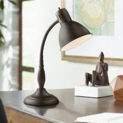 360 Lighting Breck Desk Table Lamp 17" High Dark Bronze Metal Adjustable Gooseneck Arm For Bedroom Bedside Nightstand Office Kids Family House Home