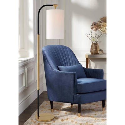 Possini Euro Design Sausalito Mid Century Modern Downbridge Floor Lamp 67" Tall Warm Gold Black Metal Linen Cylinder Shade For Living Room Reading 3 Possini Euro Design Sausalito Mid Century Modern Downbridge Floor Lamp 67" Tall Warm Gold Black Metal Linen Cylinder Shade For Living Room Reading