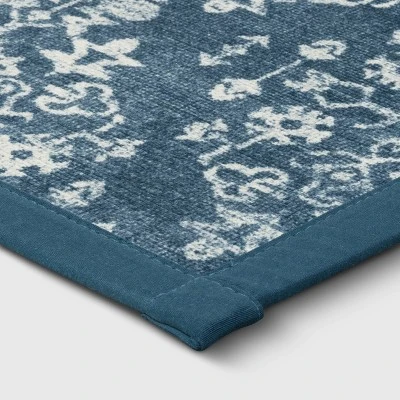Vintage Print Comfort Rug Blue - Threshold™ 4 Vintage Print Comfort Rug Blue - Threshold™ - Image 2