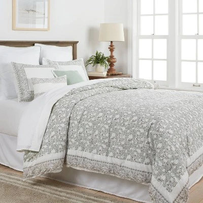 8pc Printed Floral With Border 8pc Comforter Set Green - Threshold™ 3 8pc Printed Floral With Border 8pc Comforter Set Green - Threshold™