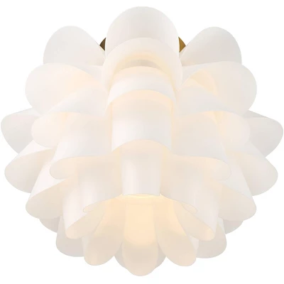 Possini Euro Design Modern Ceiling Light Semi Flush Mount Fixture White Flower Gold Metal 15 3/4" Wide Living Room Bedroom Kitchen 7 Possini Euro Design Modern Ceiling Light Semi Flush Mount Fixture White Flower Gold Metal 15 3/4" Wide Living Room Bedroom Kitchen - Image 5