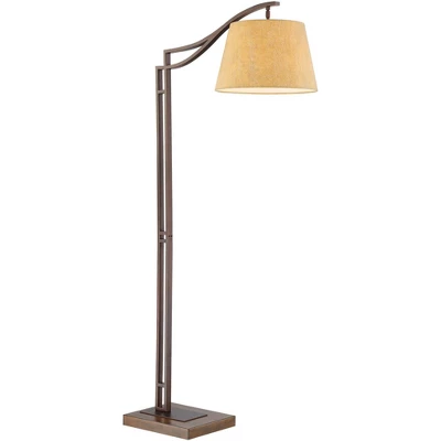 Franklin Iron Works Rustic Farmhouse Arc Floor Lamp With USB Port 60" Tall Bronze Downbridge Faux Leather Empire Shade For Living Room Reading Bedroom 10 Franklin Iron Works Rustic Farmhouse Arc Floor Lamp With USB Port 60" Tall Bronze Downbridge Faux Leather Empire Shade For Living Room Reading Bedroom - Image 8