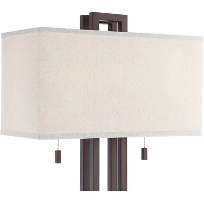 Possini Euro Design Gossard Modern Industrial Table Lamp 30" Tall Bronze With USB Charging Port White Rectangular Shade For Bedroom Living Room Office 4 Possini Euro Design Gossard Modern Industrial Table Lamp 30" Tall Bronze With USB Charging Port White Rectangular Shade For Bedroom Living Room Office - Image 2